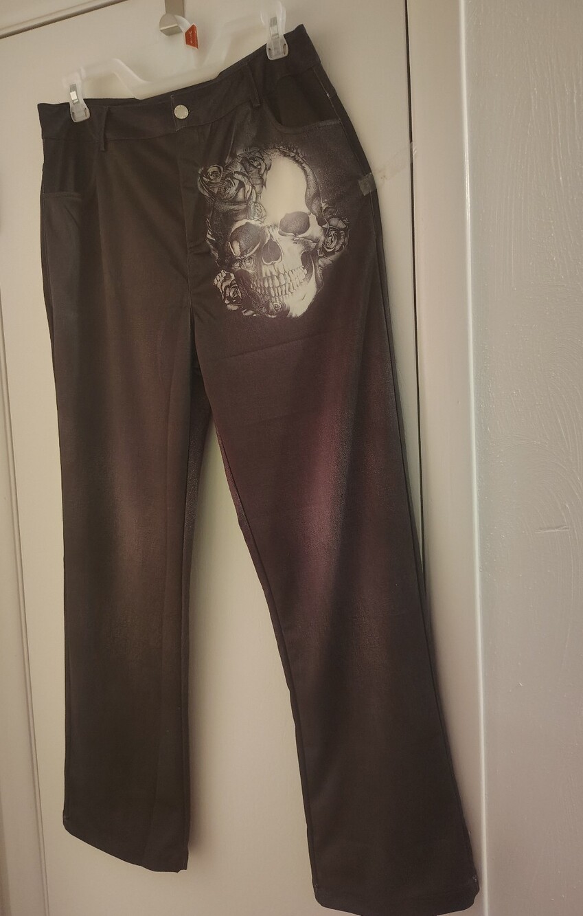 Black Skull Graphic Pants